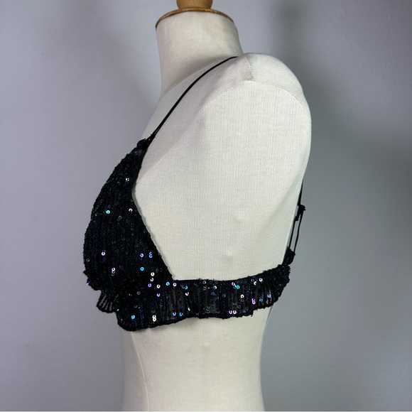 Free People Gold Rush Bralette in Black Combo size Large NWT - Picture 12 of 13